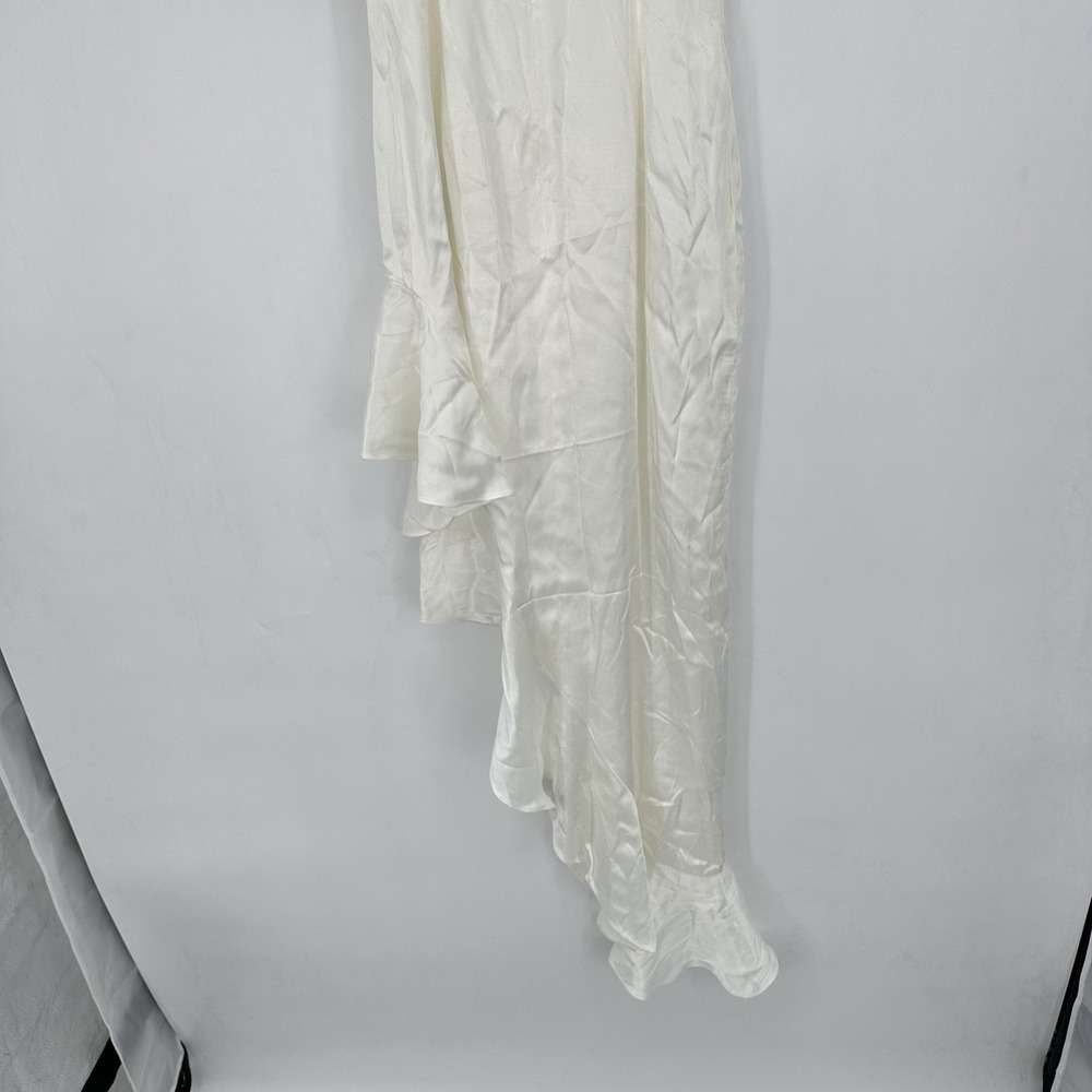 Bardot Ember Midi Dress XS Ivory Satin Slip Asym Ruffle Bridal Coquette NWT - Picture 14 of 16